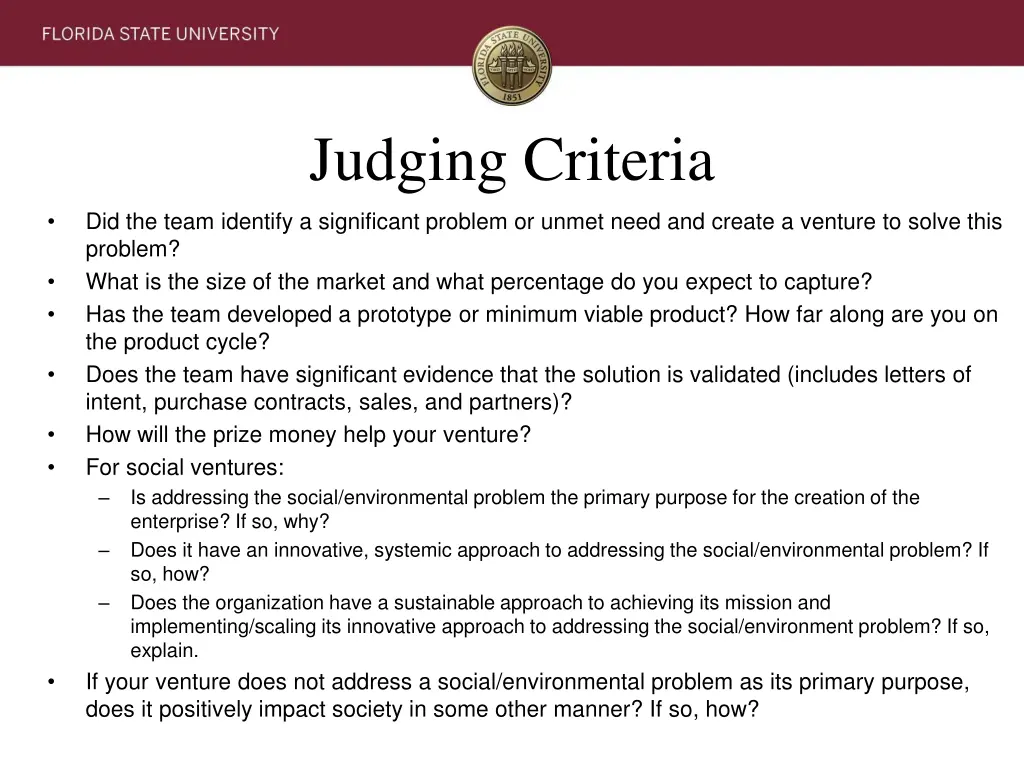 judging criteria