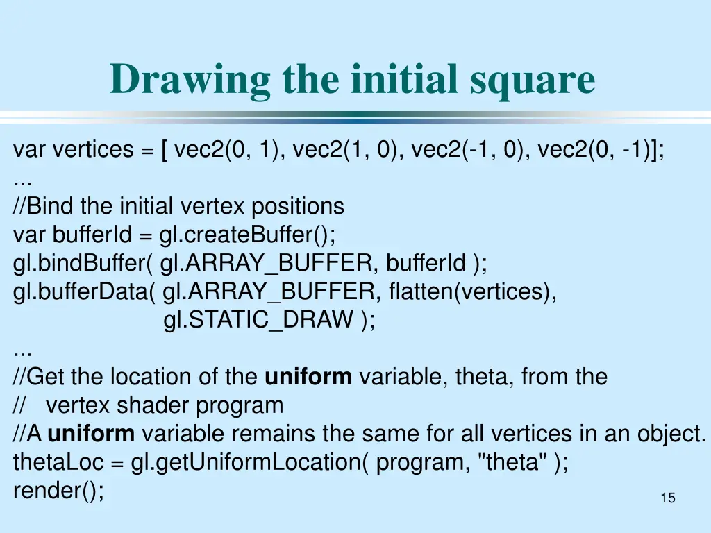 drawing the initial square