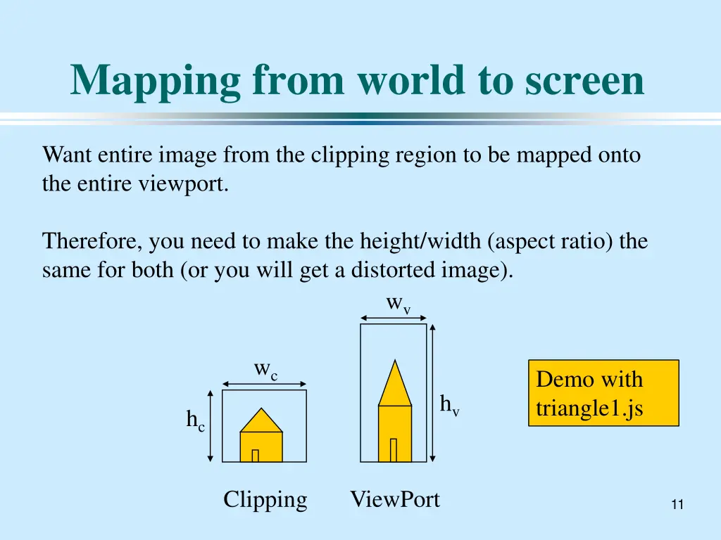 mapping from world to screen