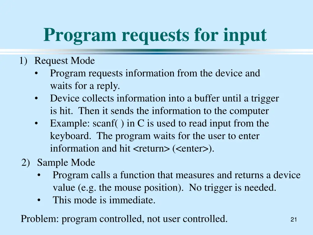 program requests for input