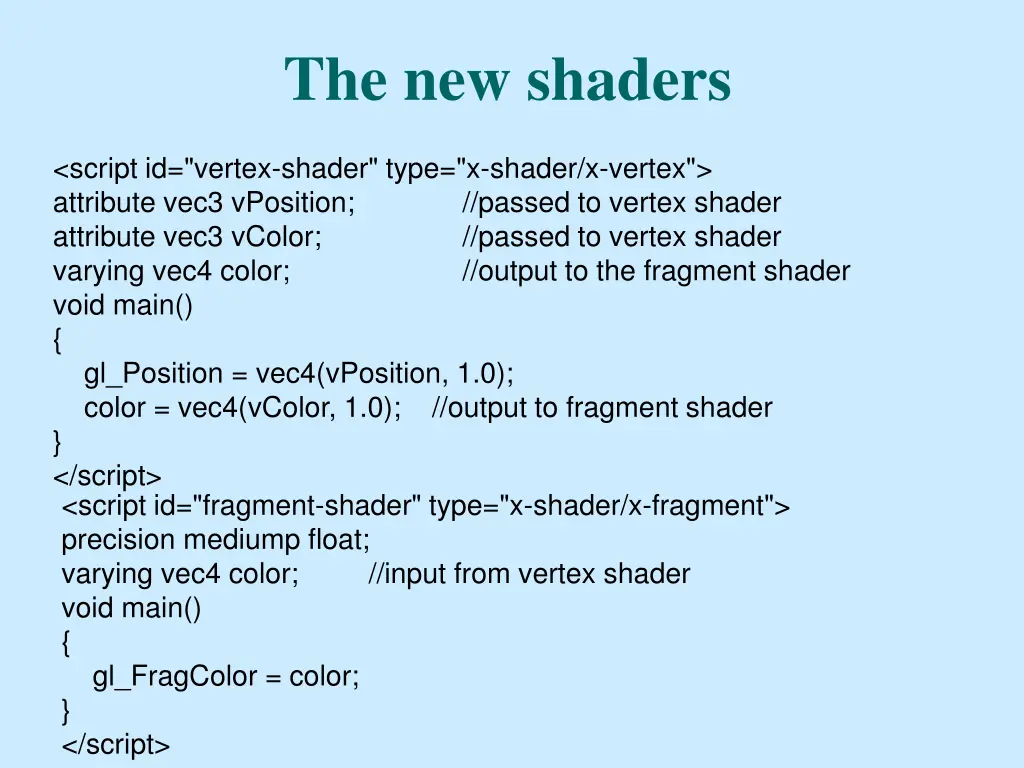 the new shaders