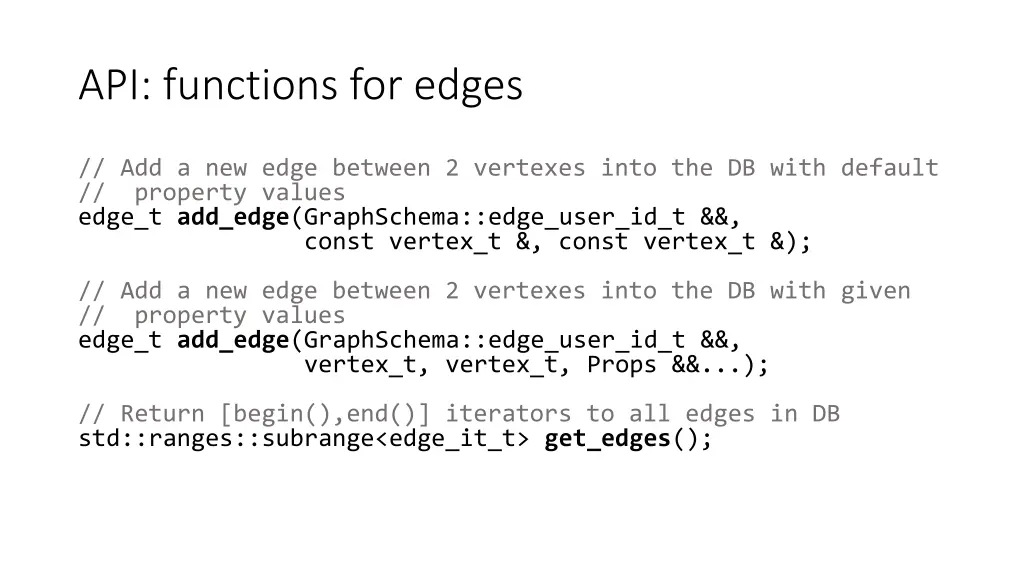 api functions for edges