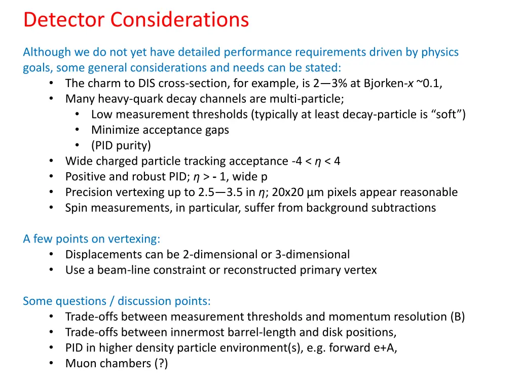 detector considerations