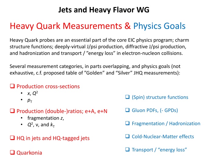 jets and heavy flavor wg