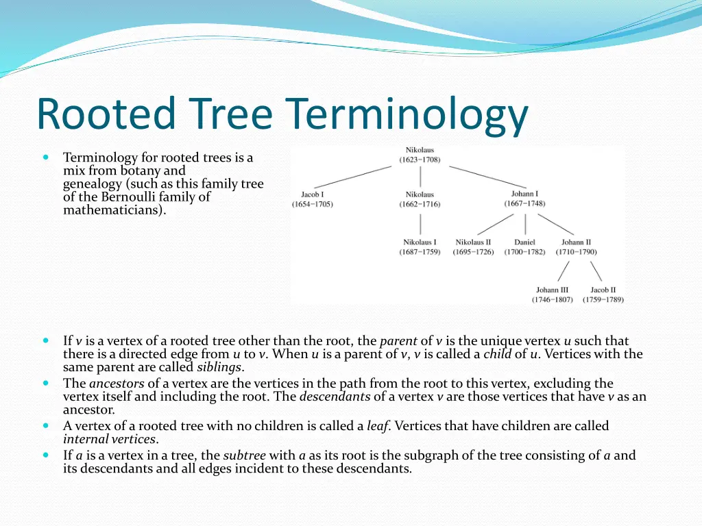 rooted tree terminology