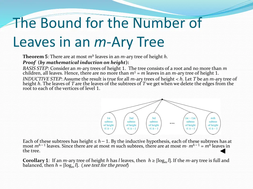 the bound for the number of leaves
