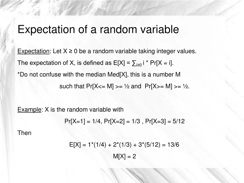 expectation of a random variable