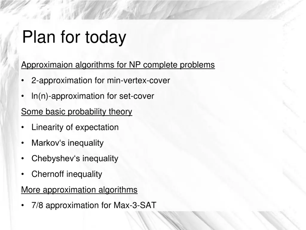 plan for today