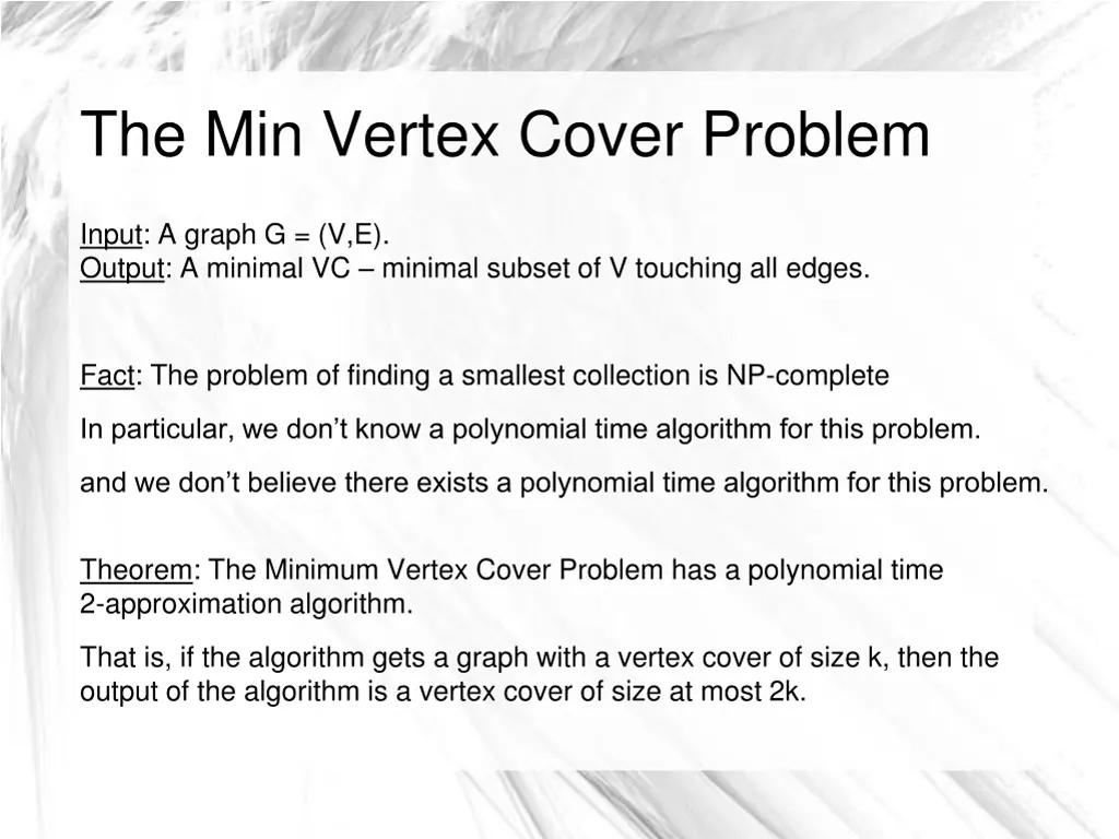 the min vertex cover problem 1