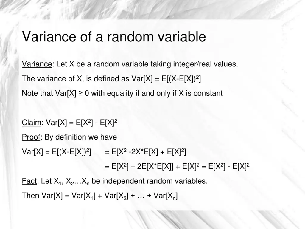 variance of a random variable