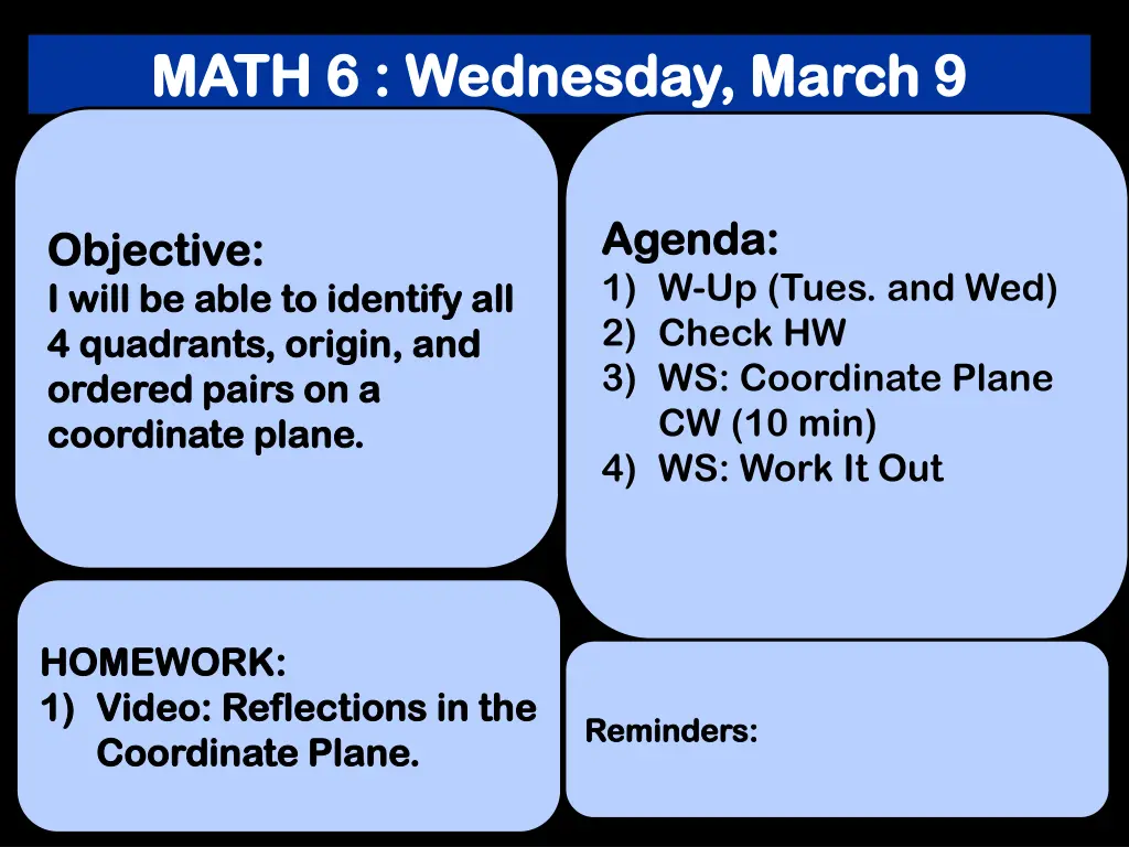 math 6 wednesday march 9 math 6 wednesday march 9