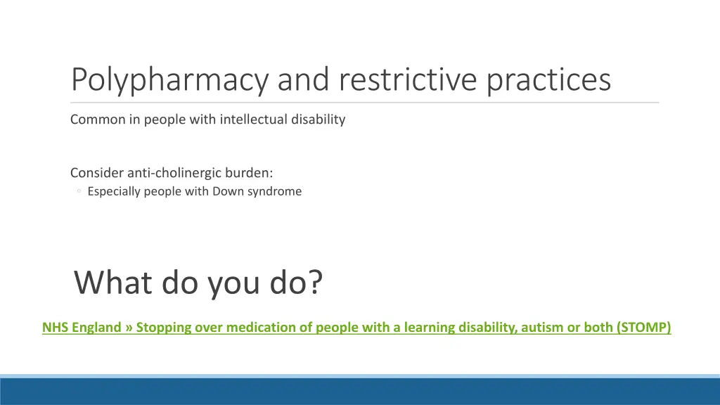polypharmacy and restrictive practices
