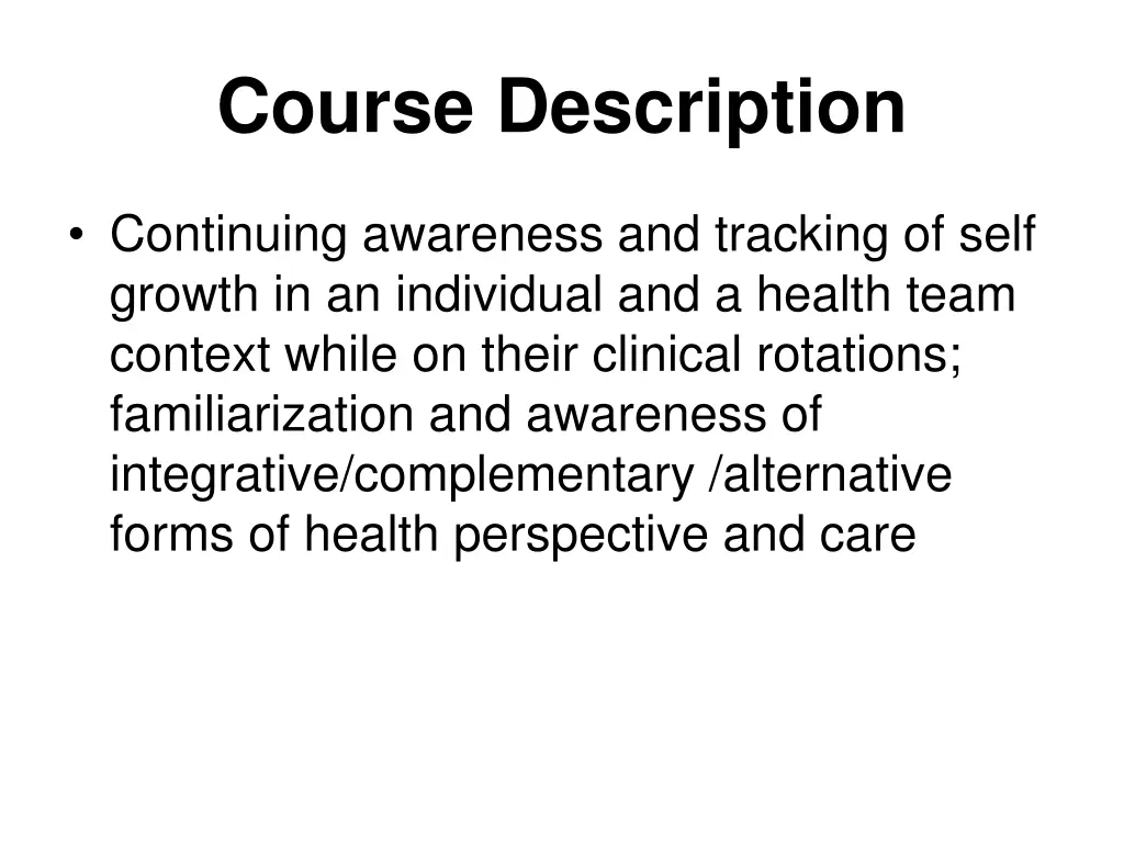 course description
