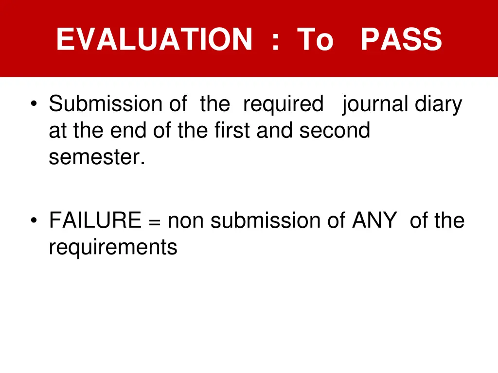 evaluation to pass