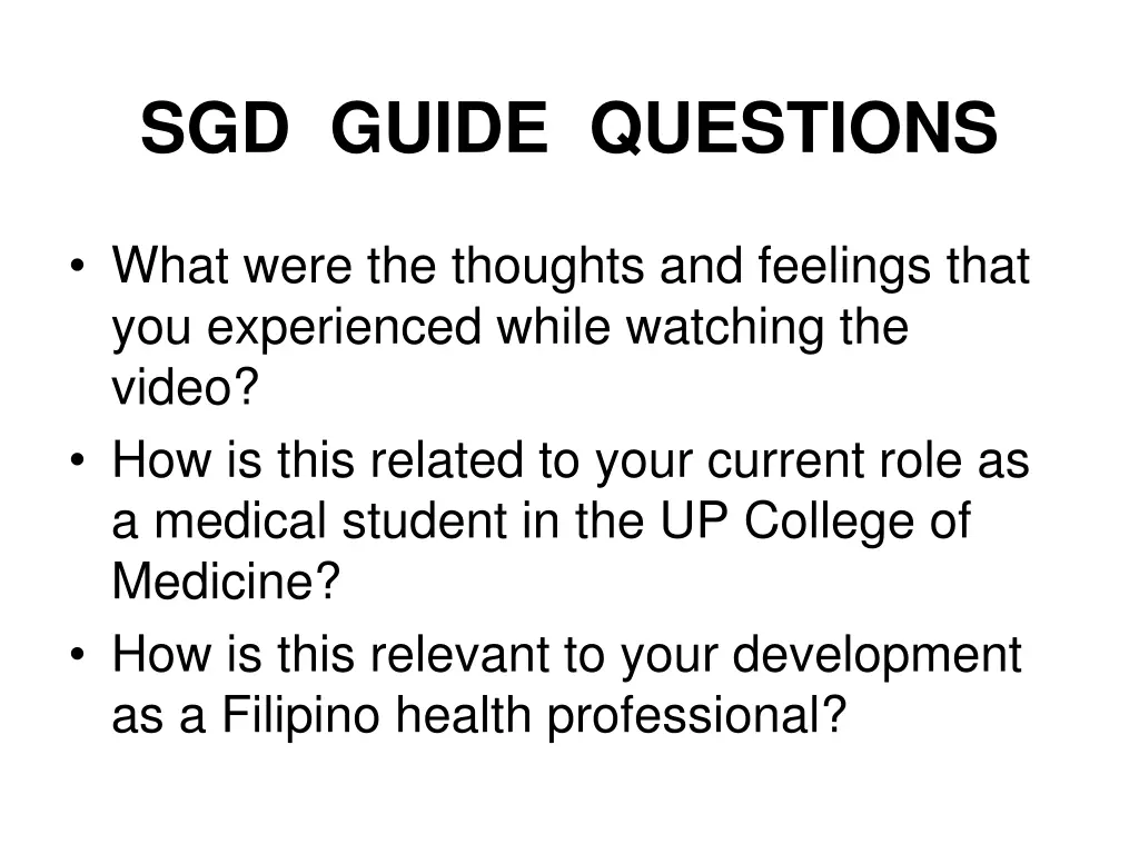 sgd guide questions