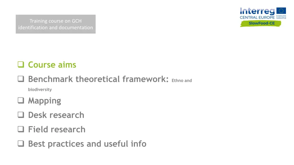training course on gch identification 1