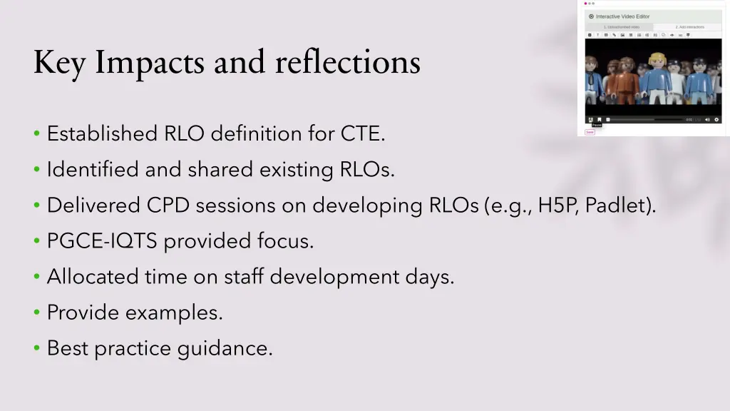 key impacts and reflections 2
