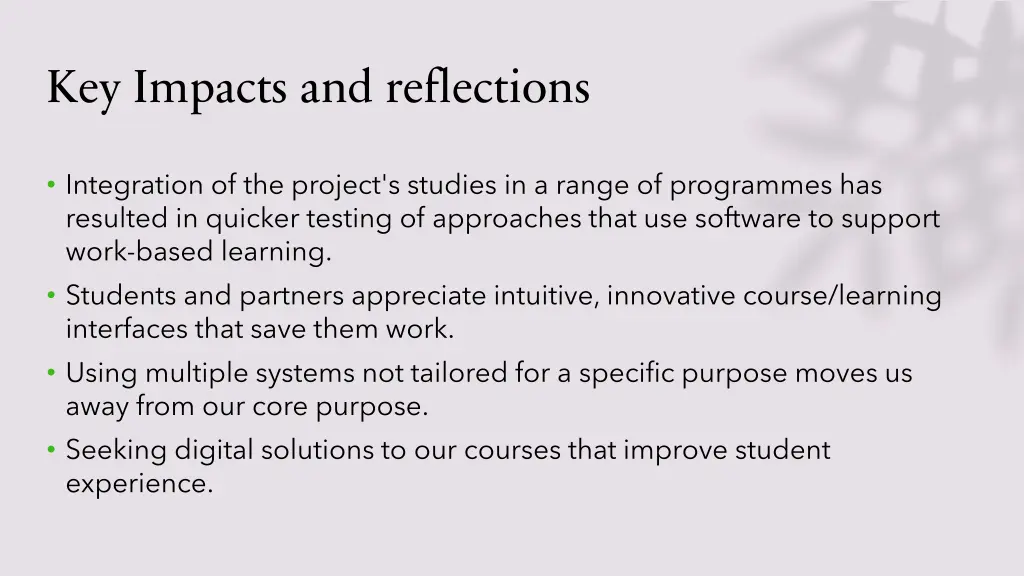 key impacts and reflections 3