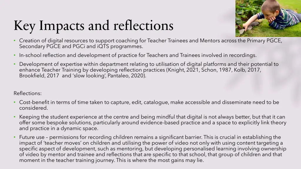 key impacts and reflections