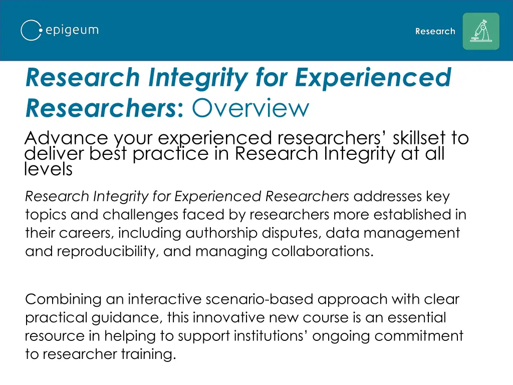 research integrity for experienced researchers 1