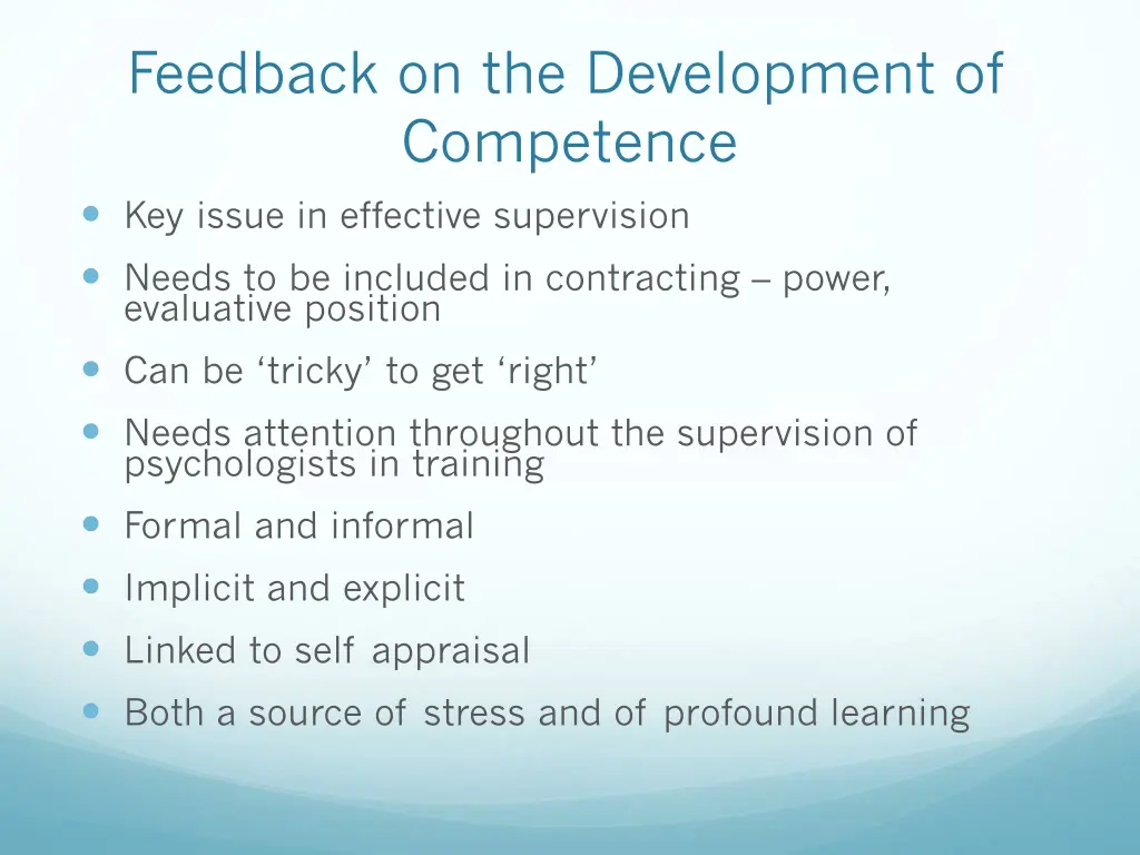 feedback on the development of competence