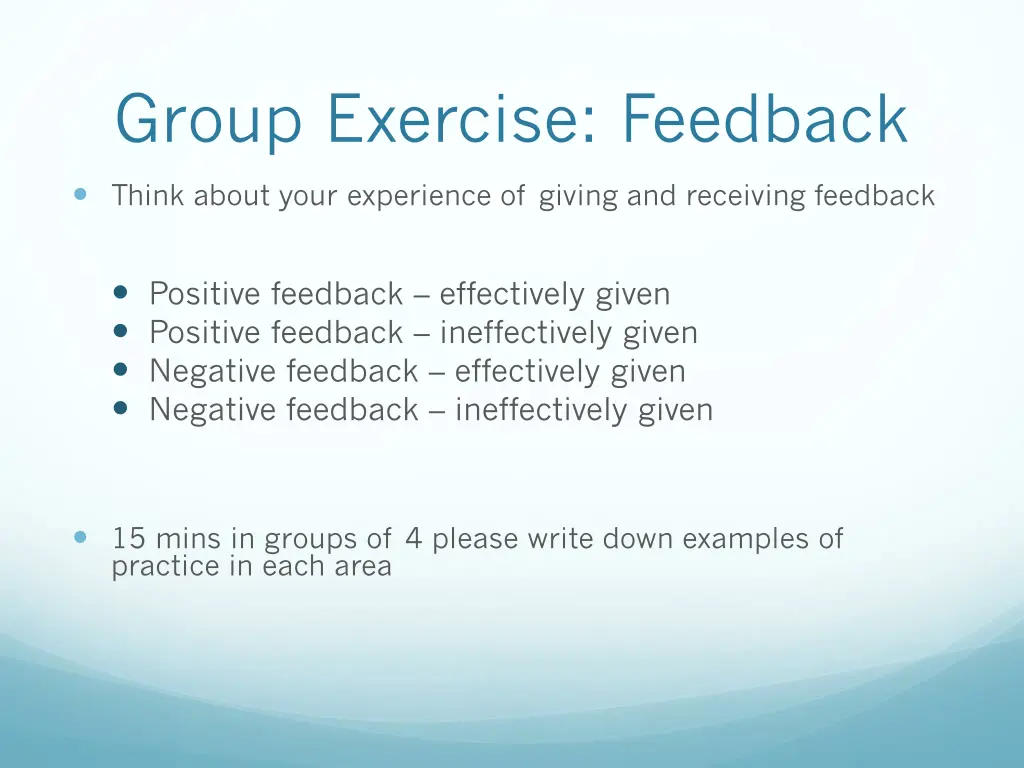 group exercise feedback