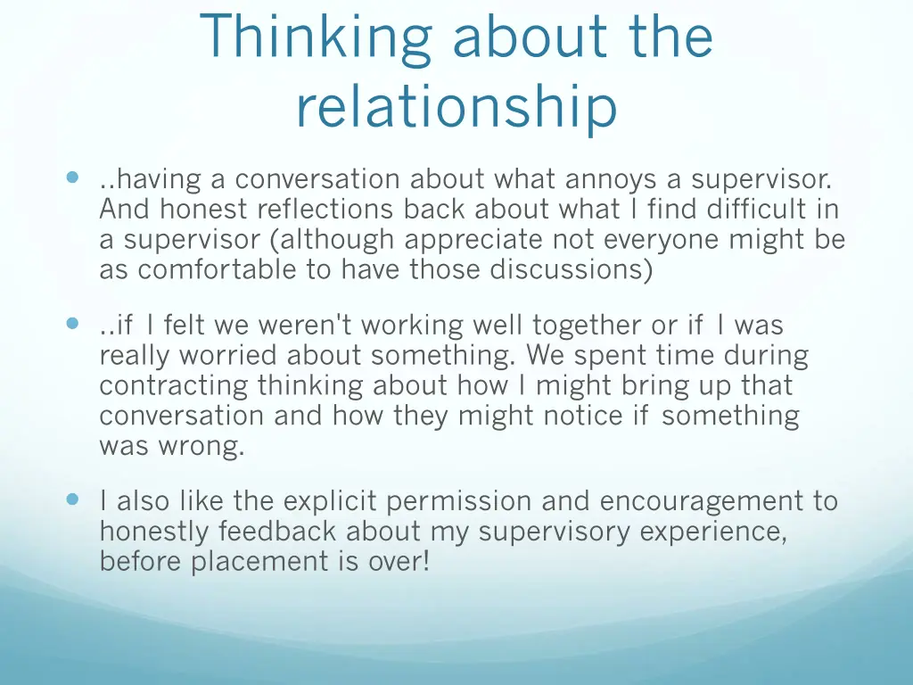 thinking about the relationship