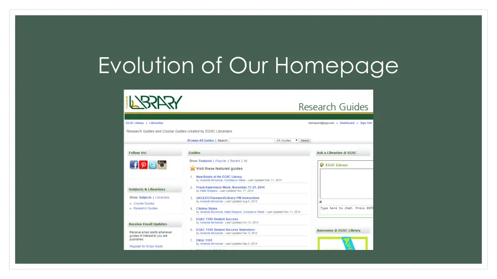 evolution of our homepage