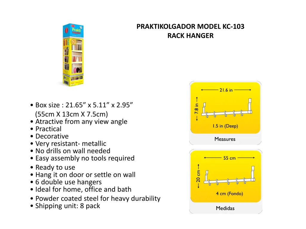 praktikolgador model kc 103 rack hanger