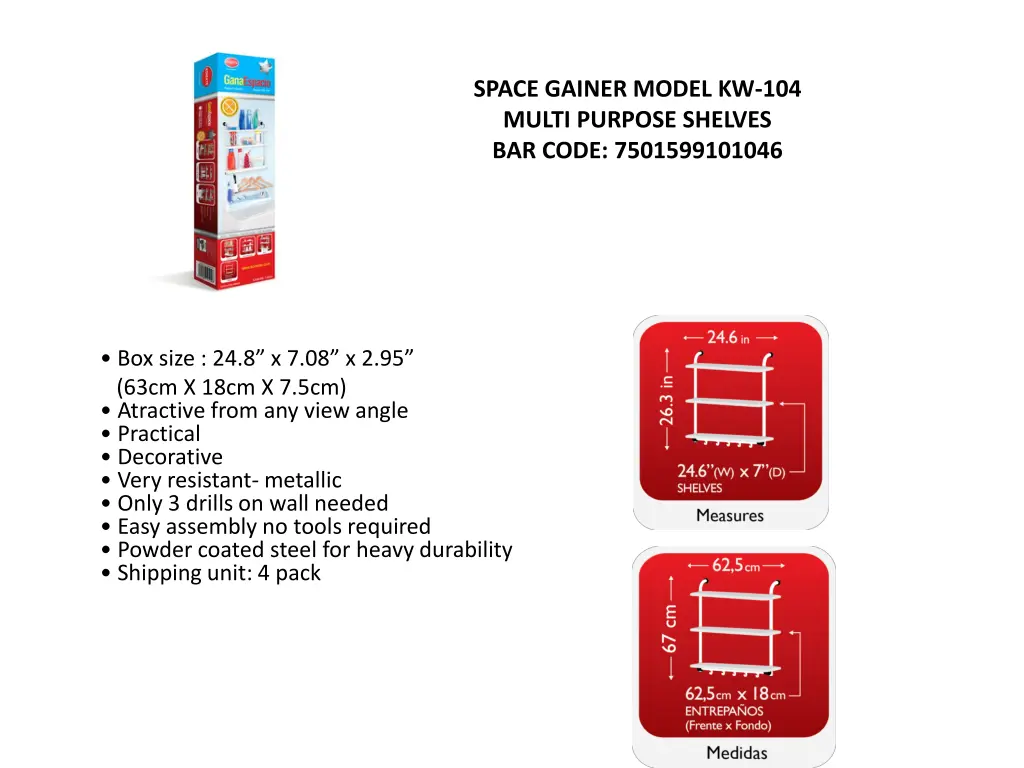 space gainer model kw 104 multi purpose shelves