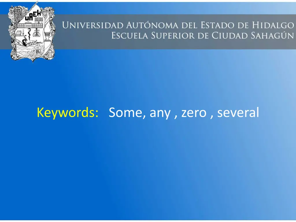 keywords some any zero several