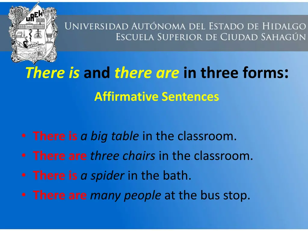 there is and there are in three forms