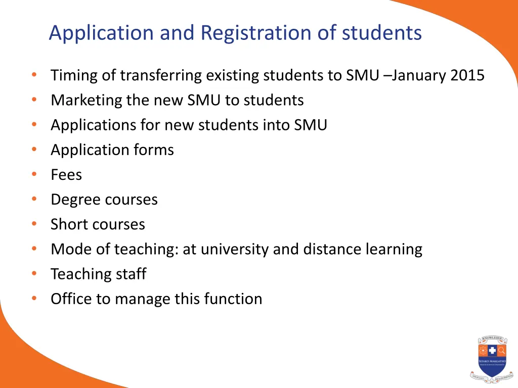 application and registration of students