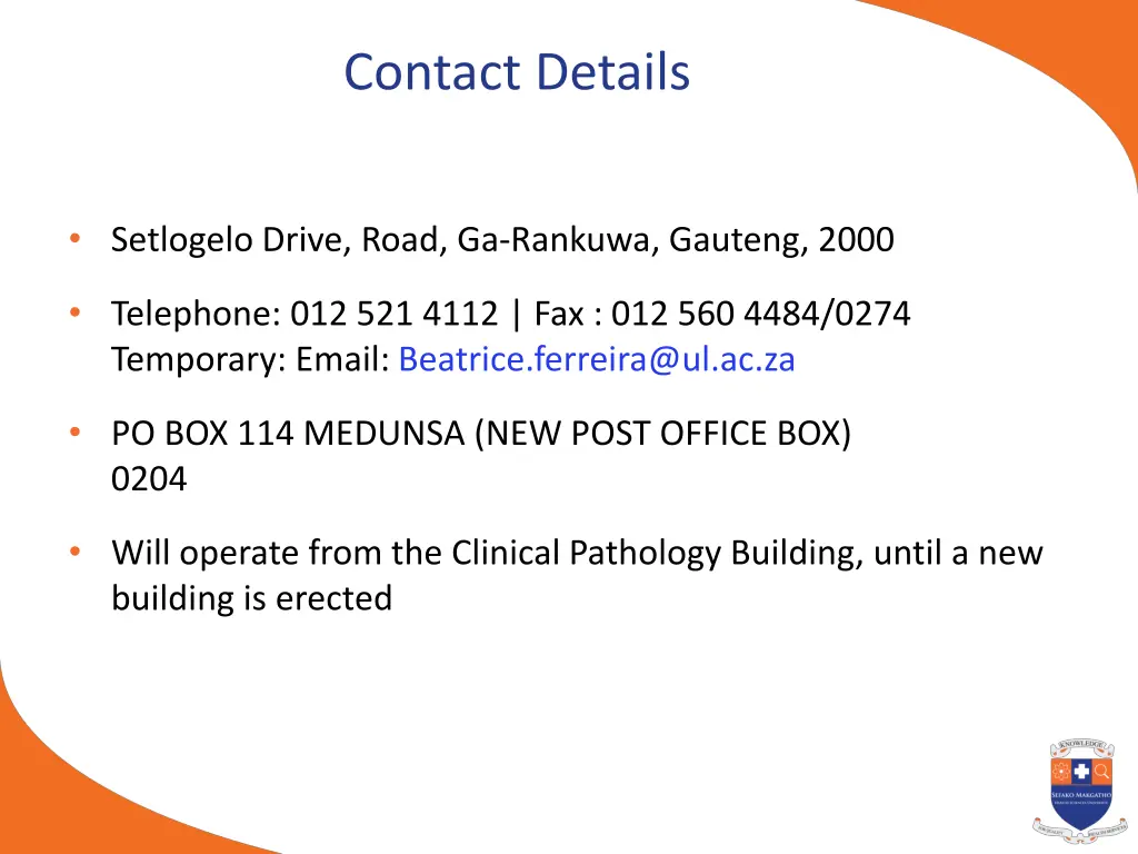 contact details