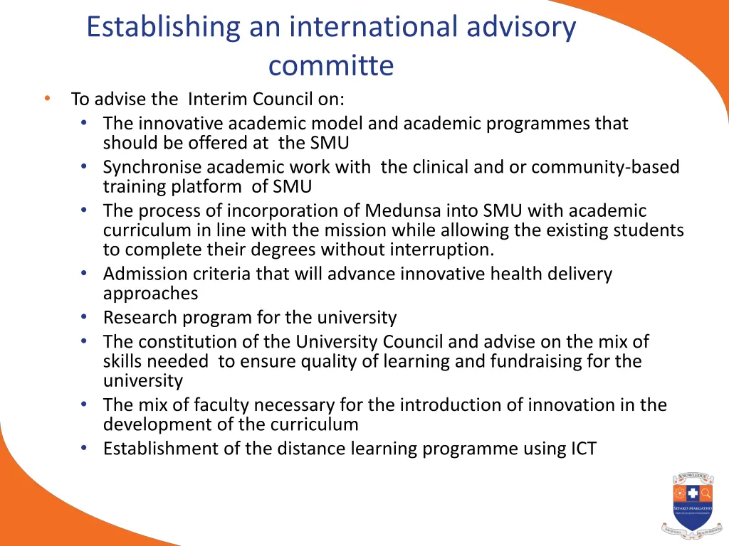 establishing an international advisory committe
