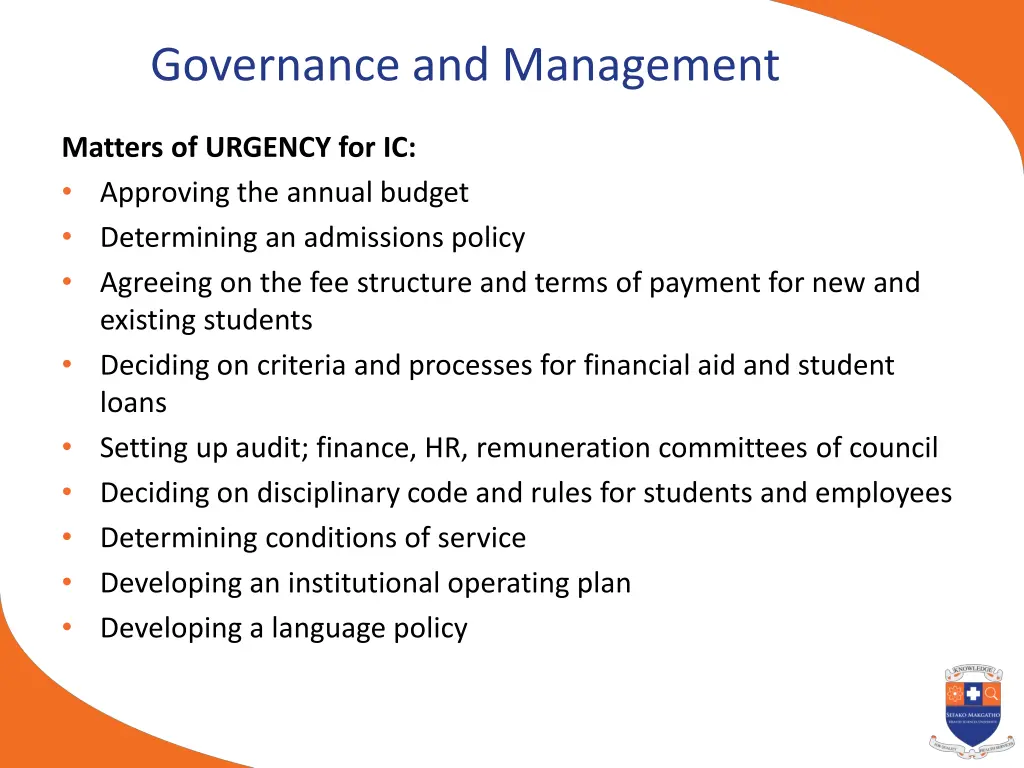 governance and management