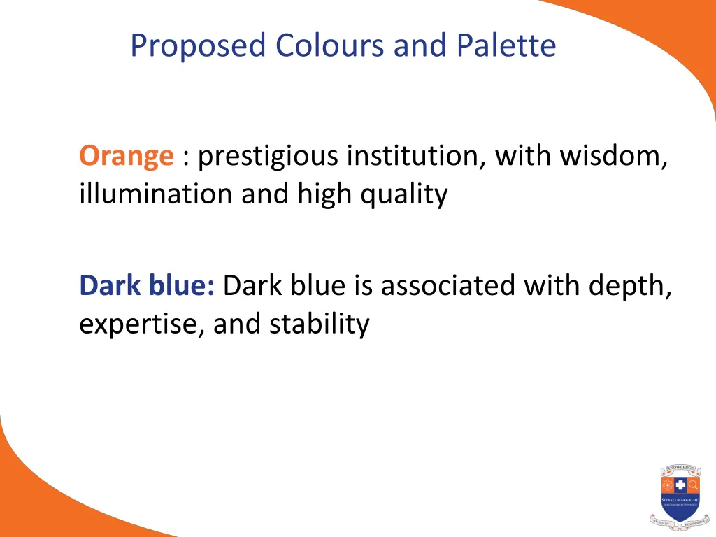 proposed colours and palette