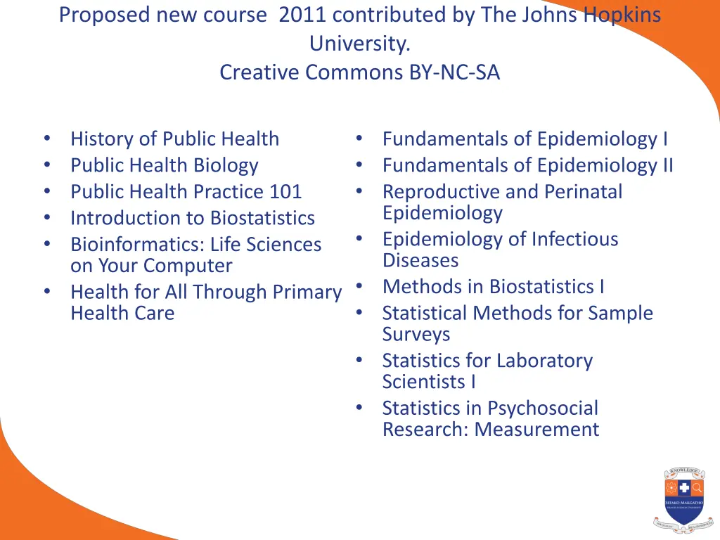 proposed new course 2011 contributed by the johns
