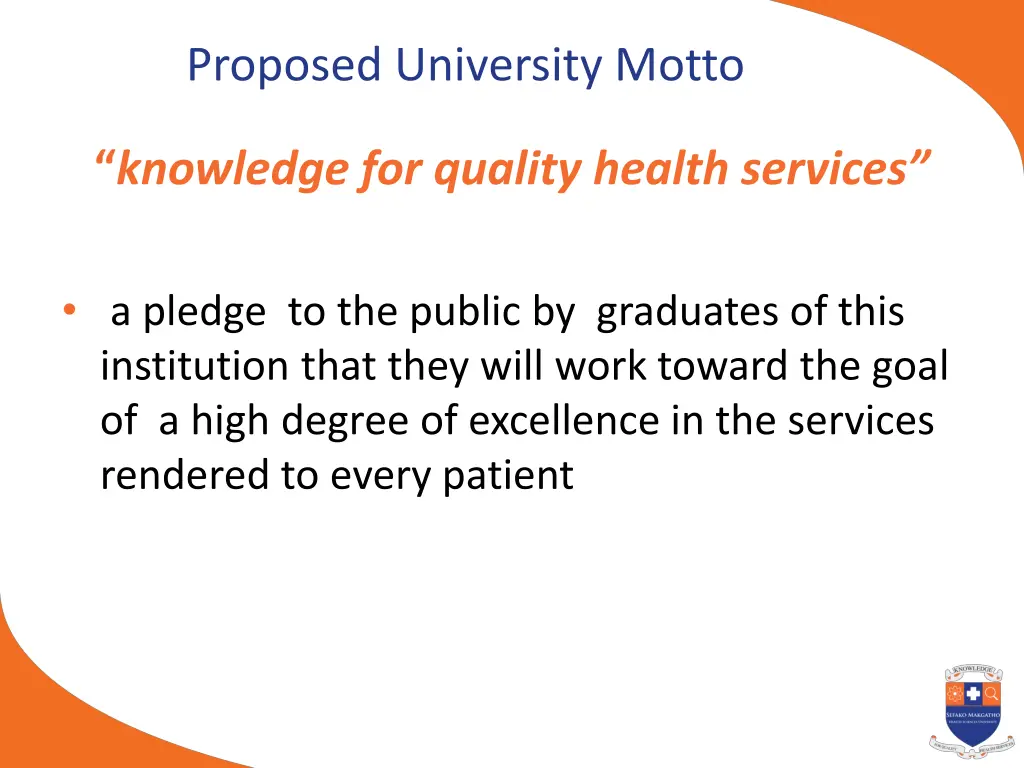 proposed university motto
