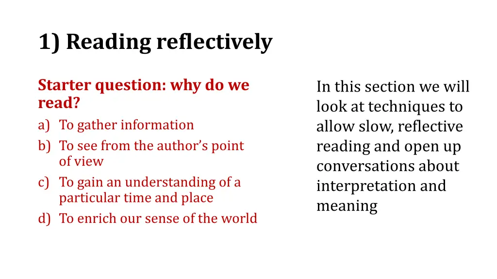 1 reading reflectively