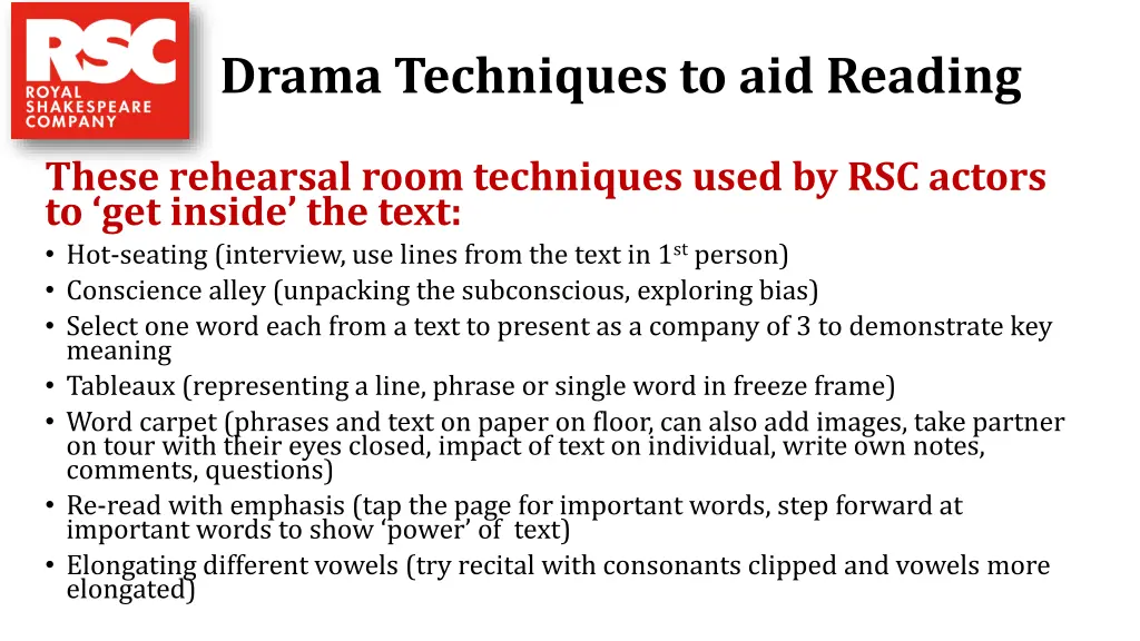 drama techniques to aid reading