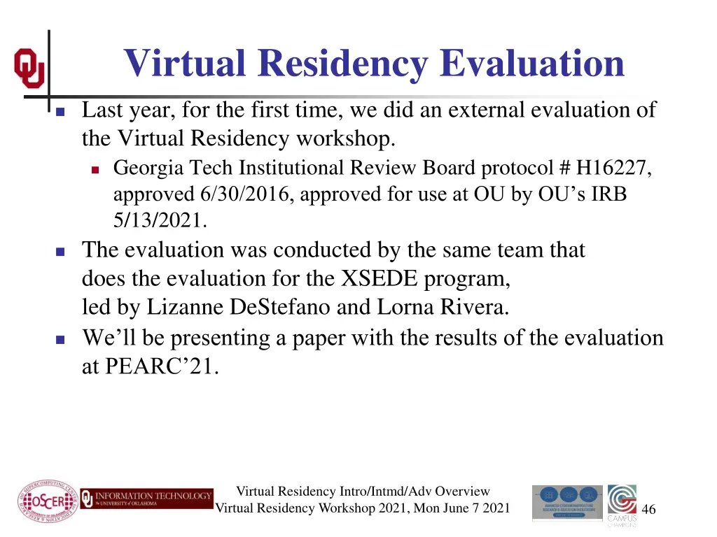 virtual residency evaluation