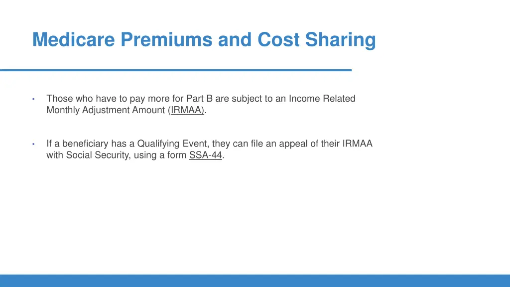 medicare premiums and cost sharing 1
