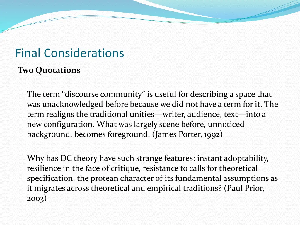 final considerations