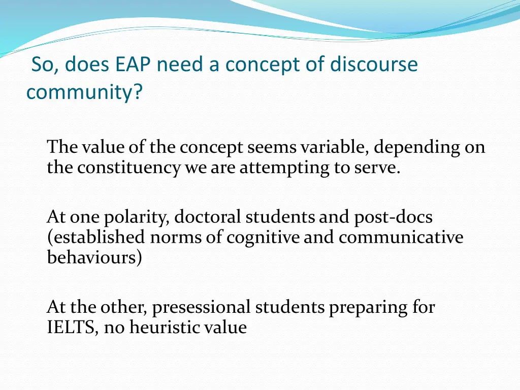 so does eap need a concept of discourse community