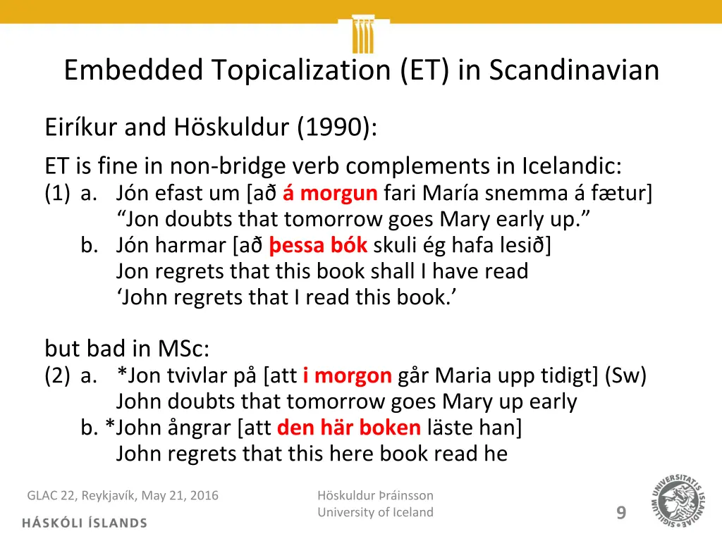 embedded topicalization et in scandinavian