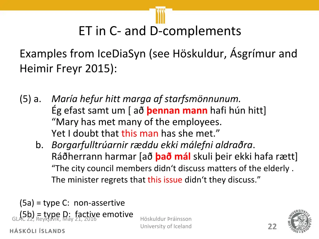 et in c and d complements