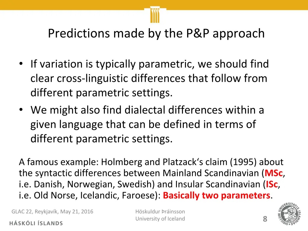 predictions made by the p p approach