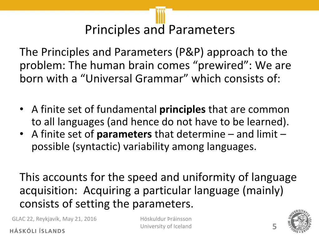 principles and parameters