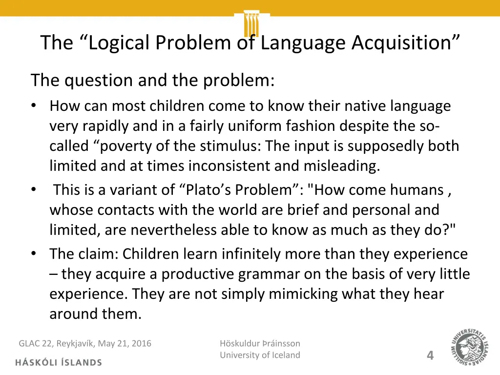 the logical problem of language acquisition